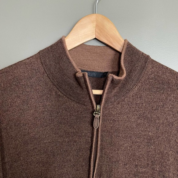 Raffi The Palmer Pullover Wool Sweater Sz XXL Long Sleeve Quarter Zip Mock Neck - Picture 7 of 16